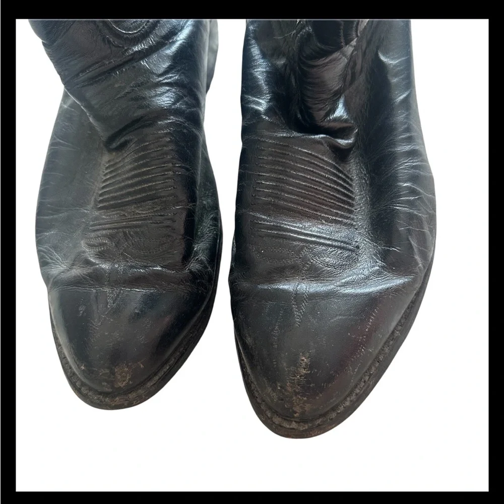 Tony Lama Black‎ cow boy men boots 12 EE